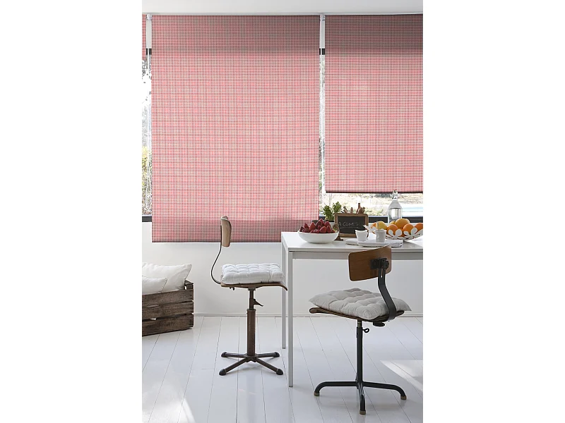 ESTORALIS | Estores Personalizados Easyfix de COCINA | 80 x 150 cm (Ancho por Alto) Tamaño de Tela 77 x 150 cm | Modelo VICHY-1 Color Rojo