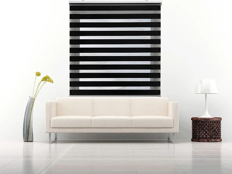 ESTORALIS | Estor Enrollable NOCHE y DIA | 125 x 180 cm (Ancho por Alto) Tamaño de Tela 122 x 175 cm | Modelo SHAE Color Negro