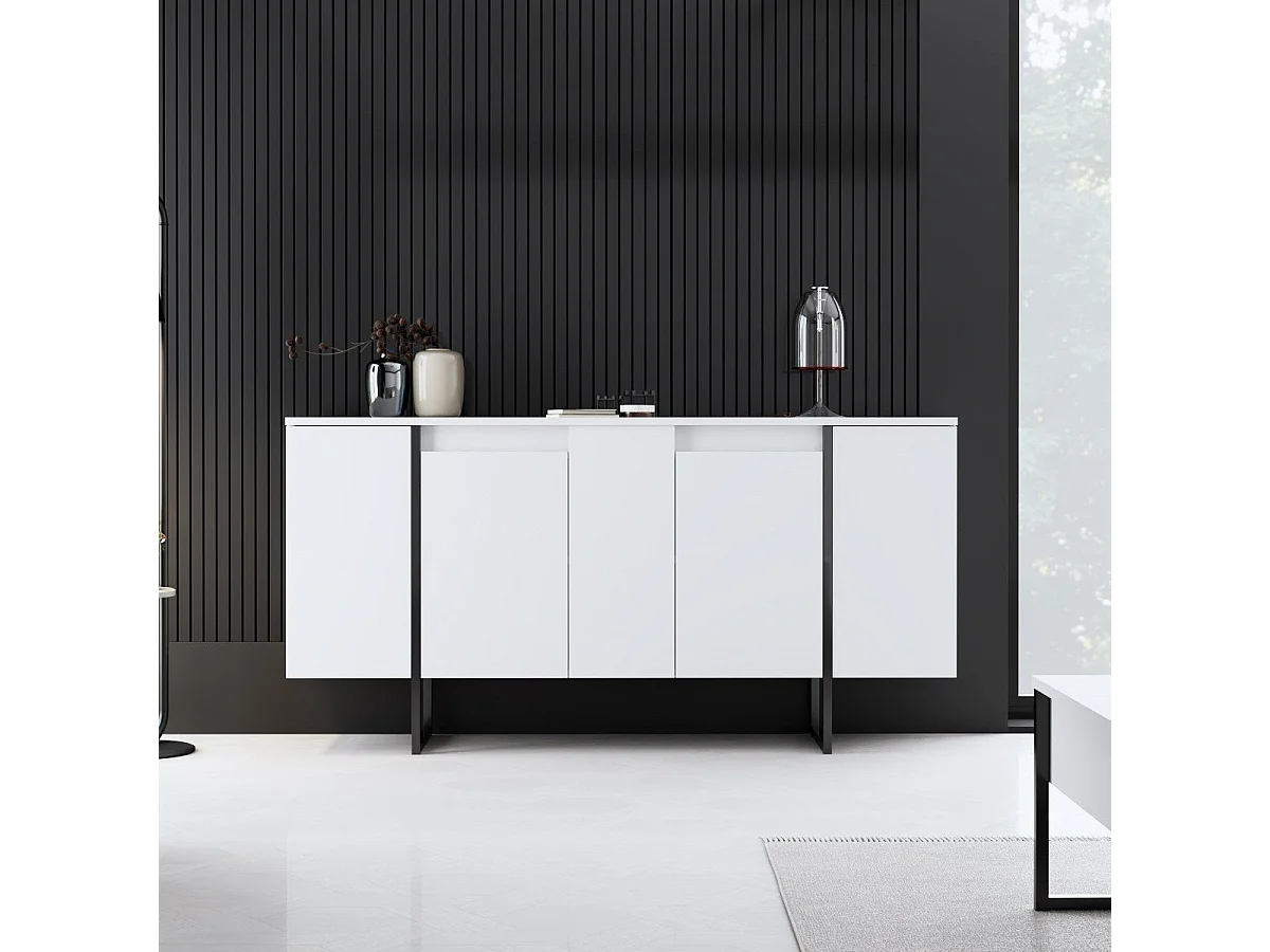 Buffet 4 portes avec étagères L160 cm - LUXE