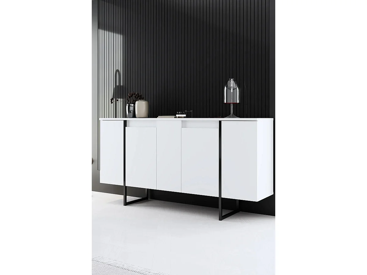 Buffet 4 portes avec étagères L160 cm - LUXE