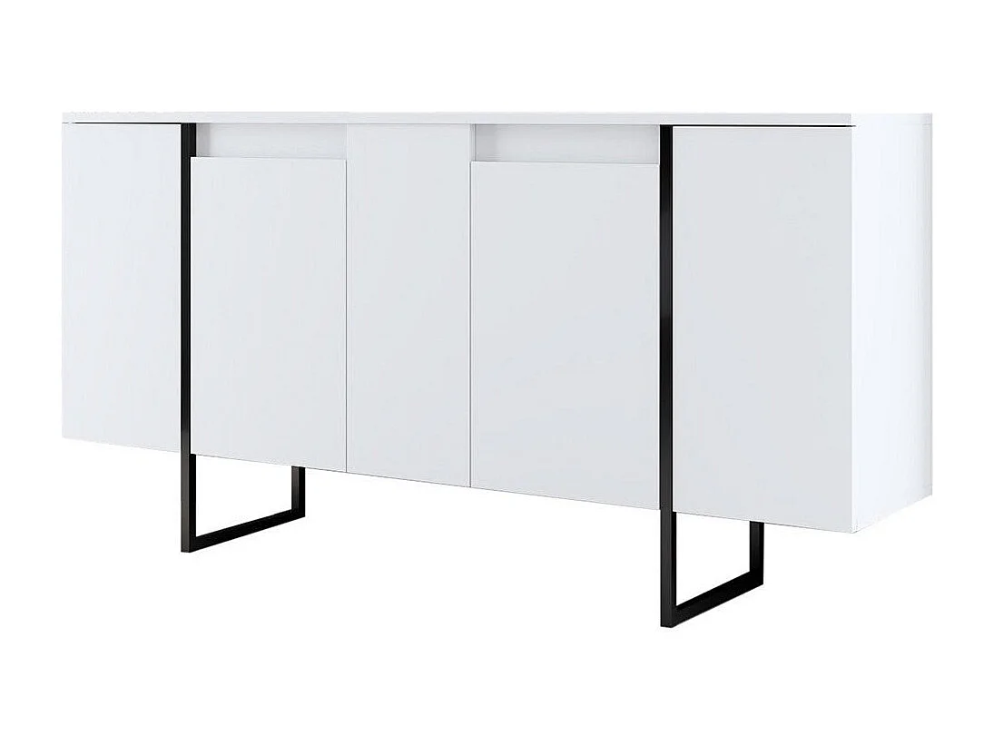 Aparador – 160 x 35 x 80 cm – Branco e Preto – Painel de partículas revestido em melamina
