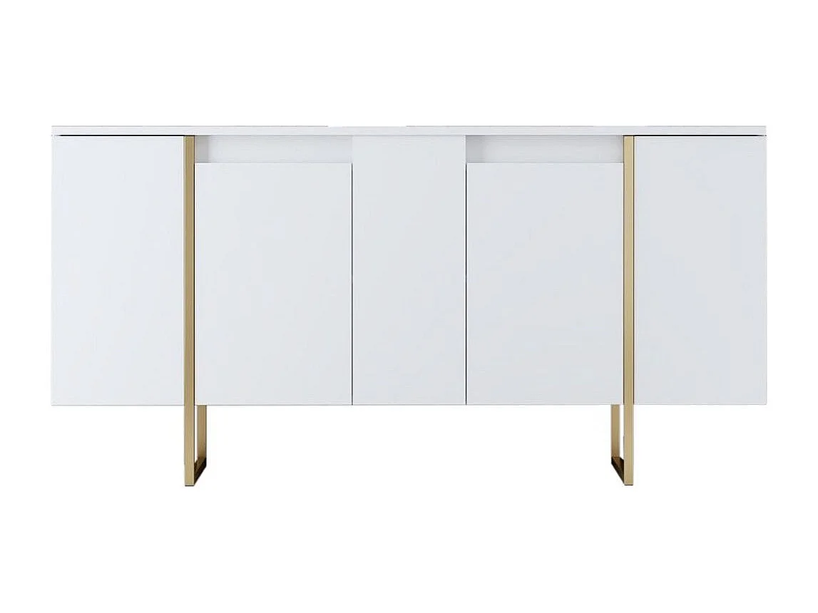 Aparador – 160 x 35 x 80 cm – Branco e Preto – Painel de partículas revestido em melamina