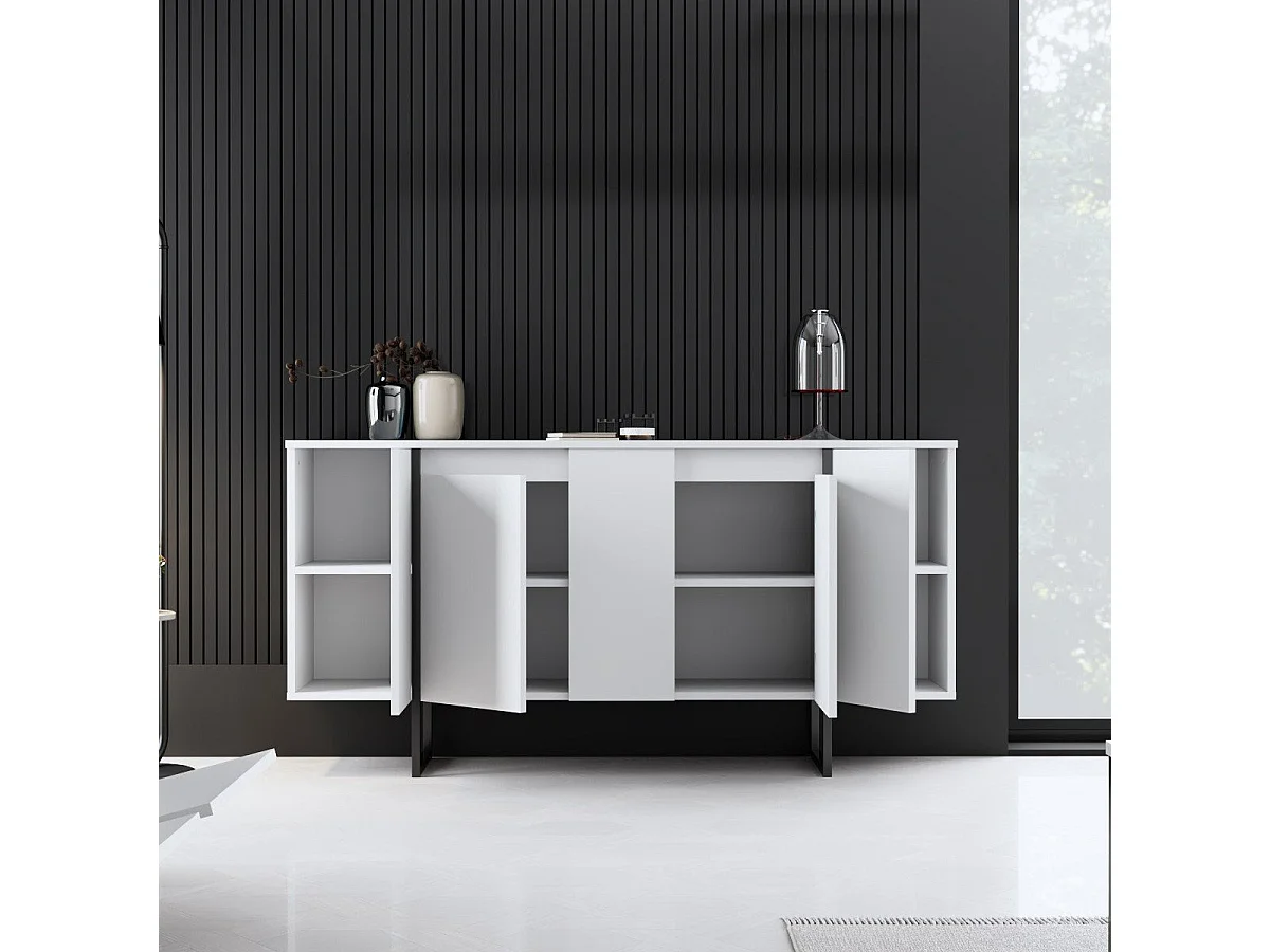 Aparador Luxe Blanco Negro 160x35x80 cm