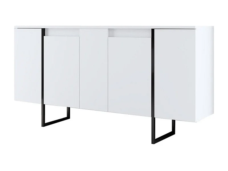 Aparador – 160 x 35 x 80 cm – Branco e Preto – Painel de partículas revestido em melamina