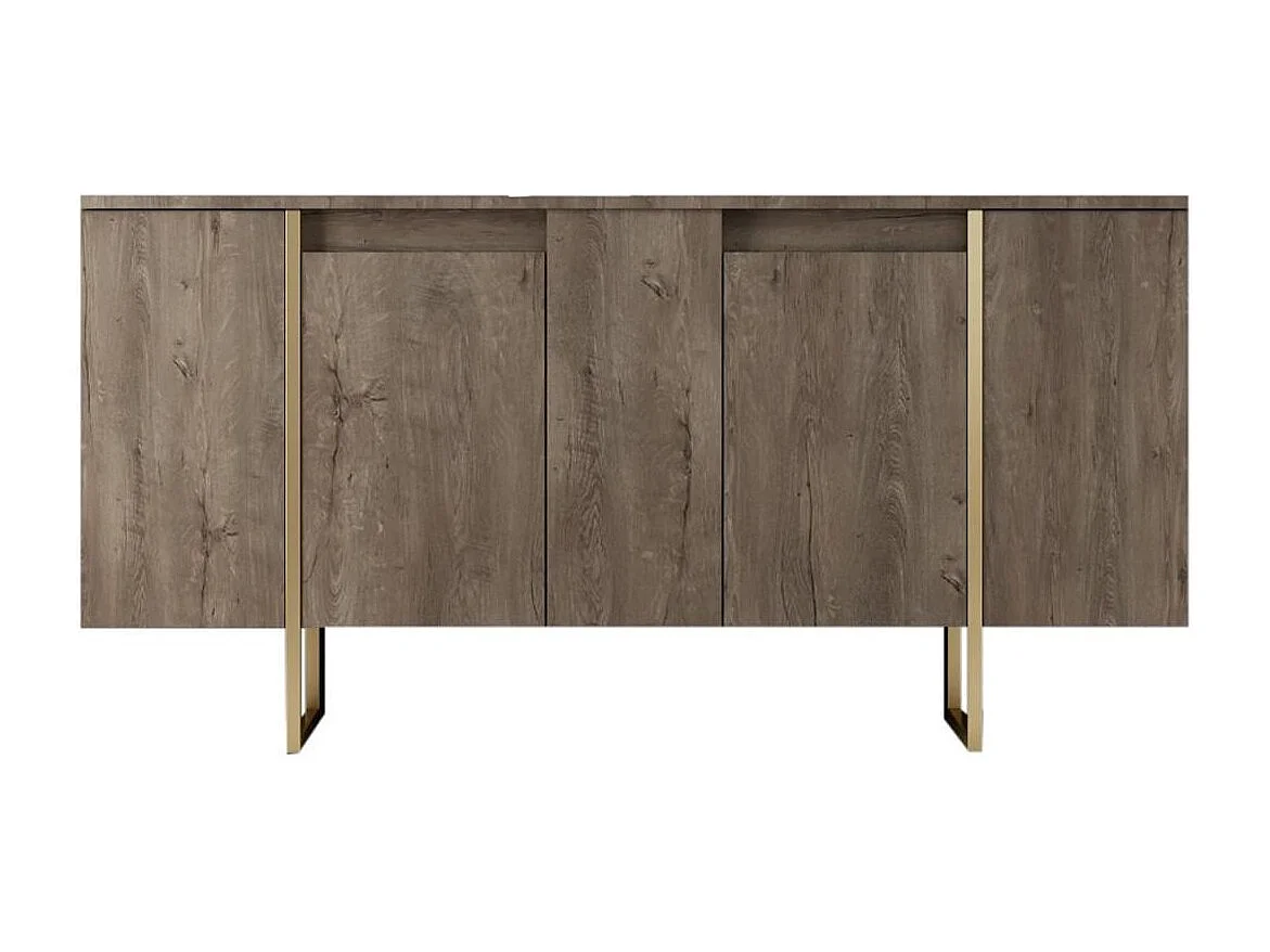 Buffet bas Sibylle L160cm Métal Or et Bois Anthracite