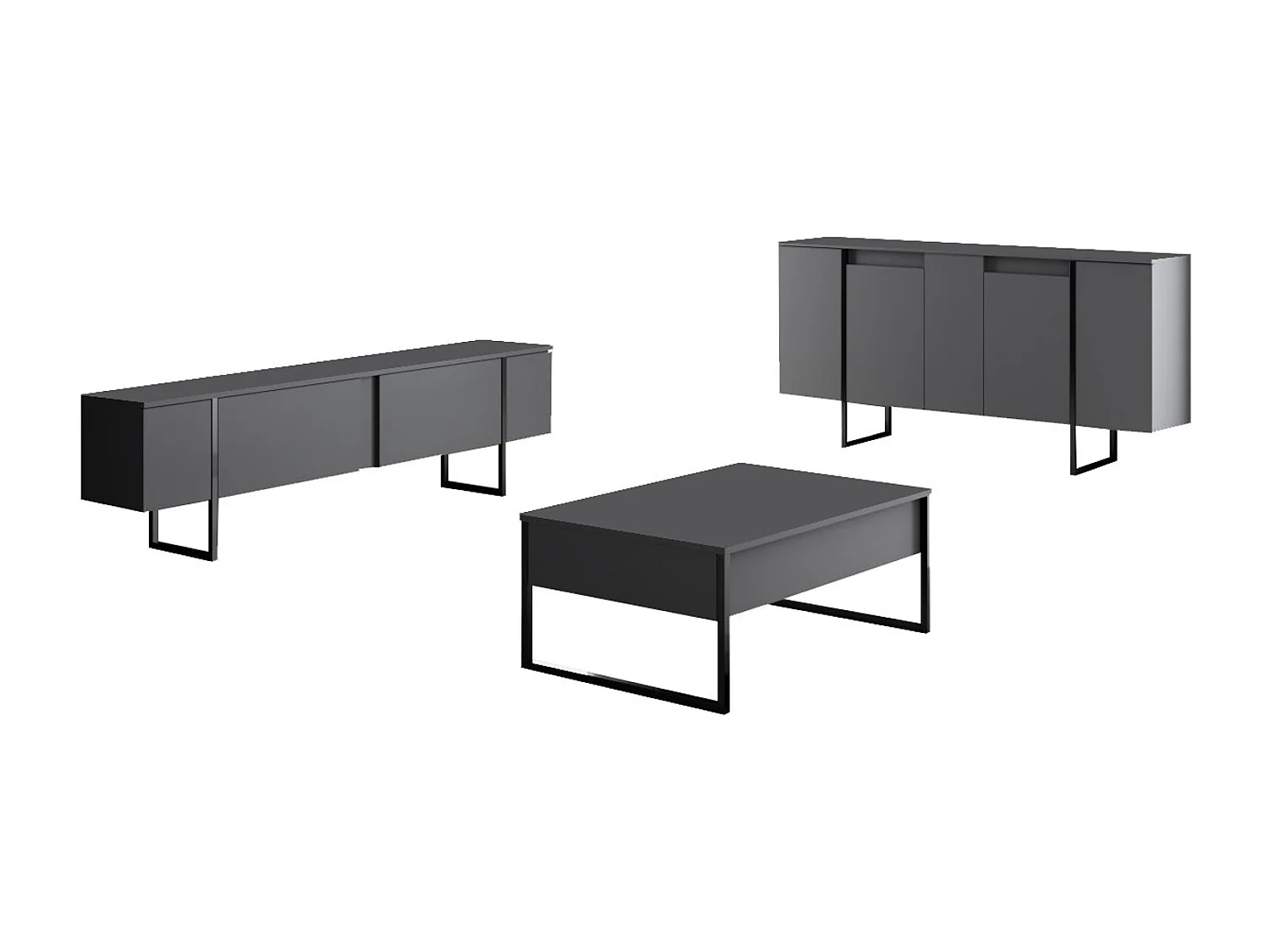 Buffet 4 portes avec étagères L160 cm - LUXE