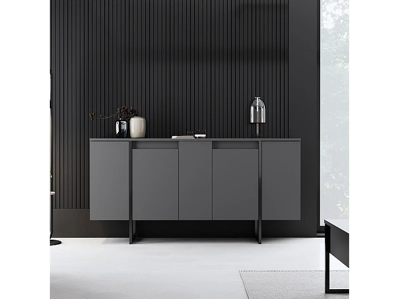 Buffet 4 portes avec étagères L160 cm - LUXE