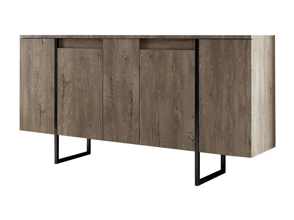 Aparador – 160 x 35 x 80 cm – Nogueira e Preto – Painel de Partículas revestido em Melamina