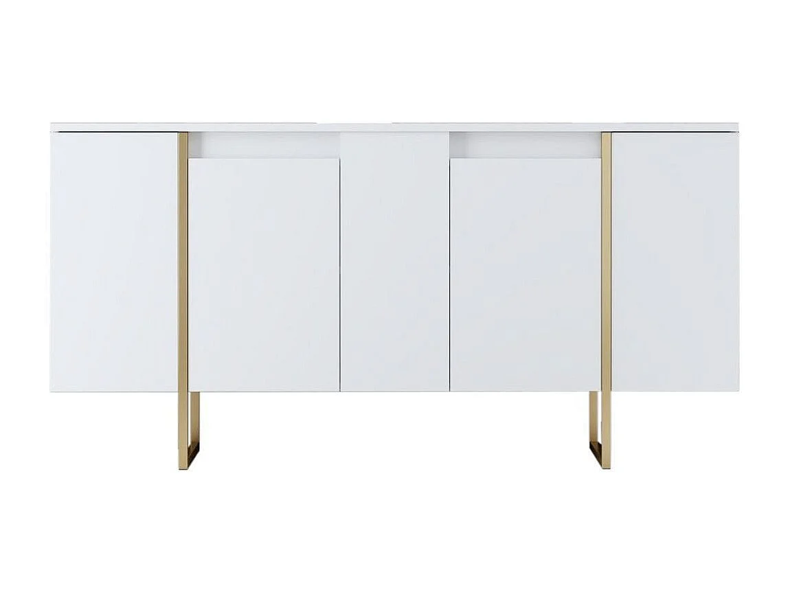 Buffet bas Sibylle L160cm Métal Or et Bois foncé