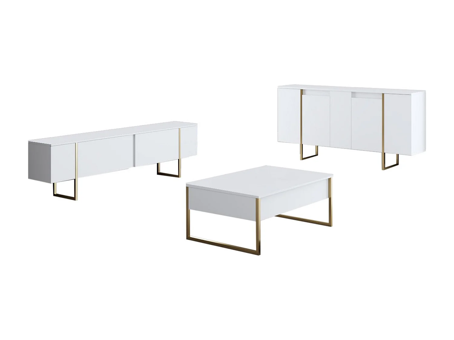 Credenza 4 ante con scaffali dietro le ante L160 cm - LUXE