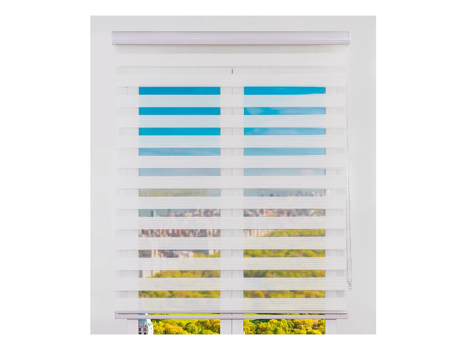 ESTORALIS | Estor Enrollable NOCHE y DIA | 120 x 255 cm (Ancho por Alto) Tamaño de Tela 117 x 250 cm | Modelo SAMWELL Color Blanco