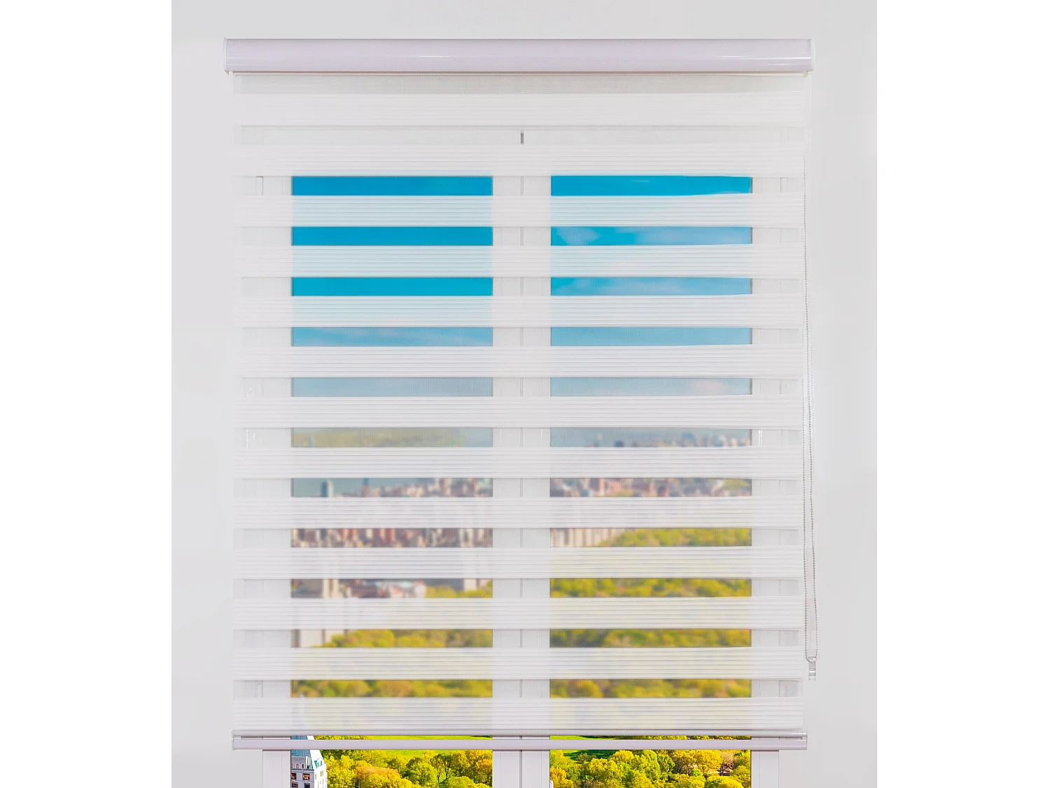 ESTORALIS | Estor Enrollable NOCHE y DIA | 120 x 255 cm (Ancho por Alto) Tamaño de Tela 117 x 250 cm | Modelo SAMWELL Color Blanco