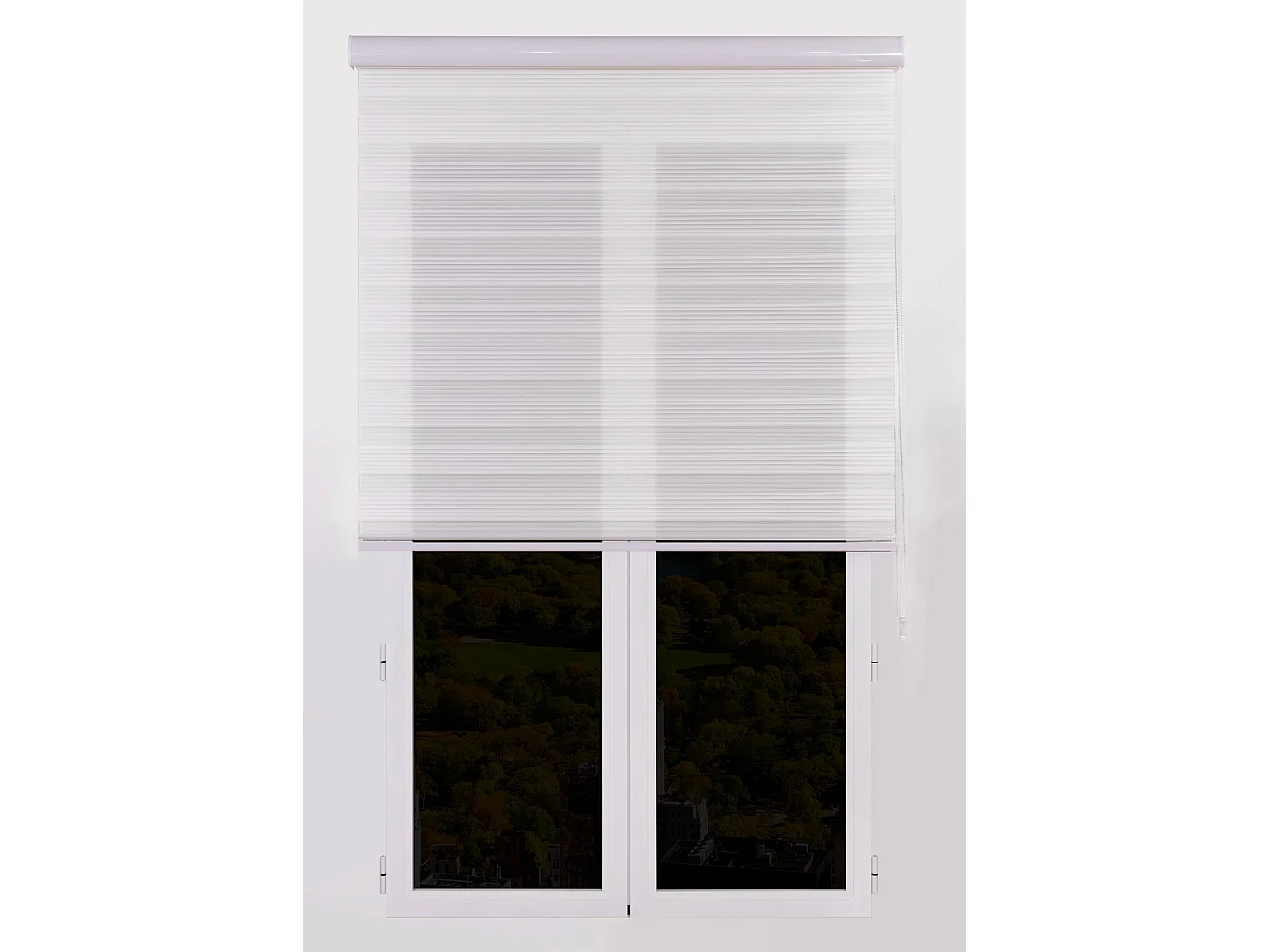 ESTORALIS | Estor Enrollable NOCHE y DIA | 120 x 255 cm (Ancho por Alto) Tamaño de Tela 117 x 250 cm | Modelo SAMWELL Color Blanco