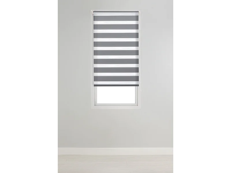 ESTORALIS | Estor Enrollable Noche y Día Easyfix  | 45 x 150 cm (Ancho por Alto) Tamaño de Tela 42 x 150 cm | Modelo VERAL Color Gris