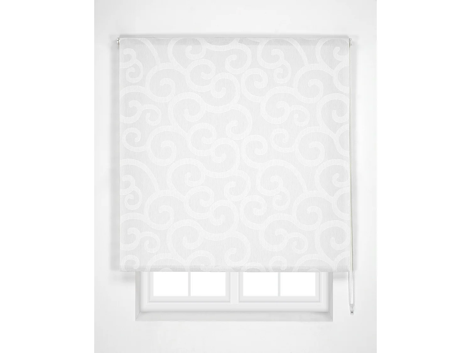 ESTORALIS | Estor Enrollable Translúcido de Visillo | 90 x 255 cm (Ancho por Alto) Tamaño de Tela 87 x 250 cm | Modelo ORNELLA Color Blanco