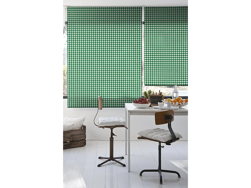 ESTORALIS | Estores Personalizados de COCINA | 130 x 180 cm (Ancho por Alto) Tamaño de Tela 127 x 175 cm | Modelo Vichy-2 Color Verde