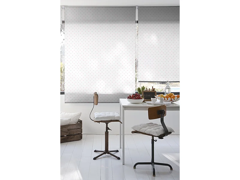 ESTORALIS | Estores Personalizados TEXTURAS | 130 x 180 cm (Ancho por Alto) Tamaño de Tela 127 x 175 cm | Modelo MOTAS-1 Color Rosa