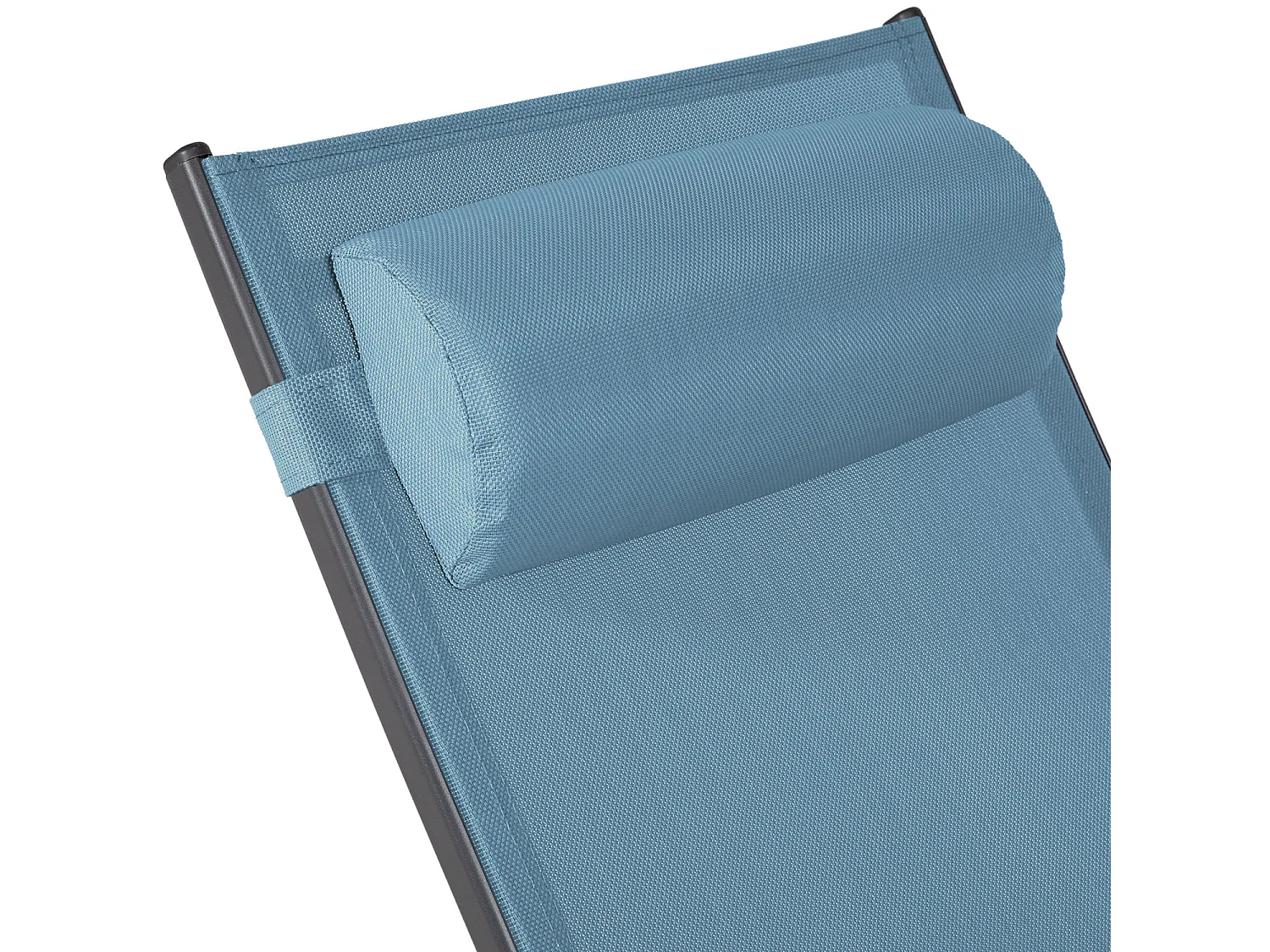 Lot de 2 transats GALAPAGOS en textilène bleu gris - aluminium gris anthracite - HAPPY GARDEN