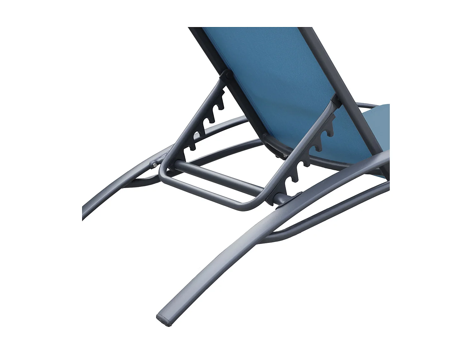 Lot de 2 transats GALAPAGOS en textilène bleu gris - aluminium gris anthracite - HAPPY GARDEN