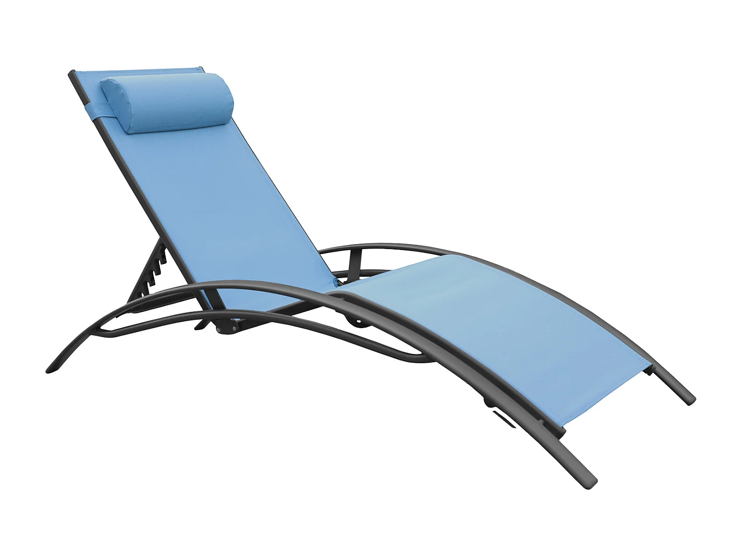 Set van 2 GALAPAGOS ligstoelen in grijs-blauw textilene - antracietgrijs aluminium