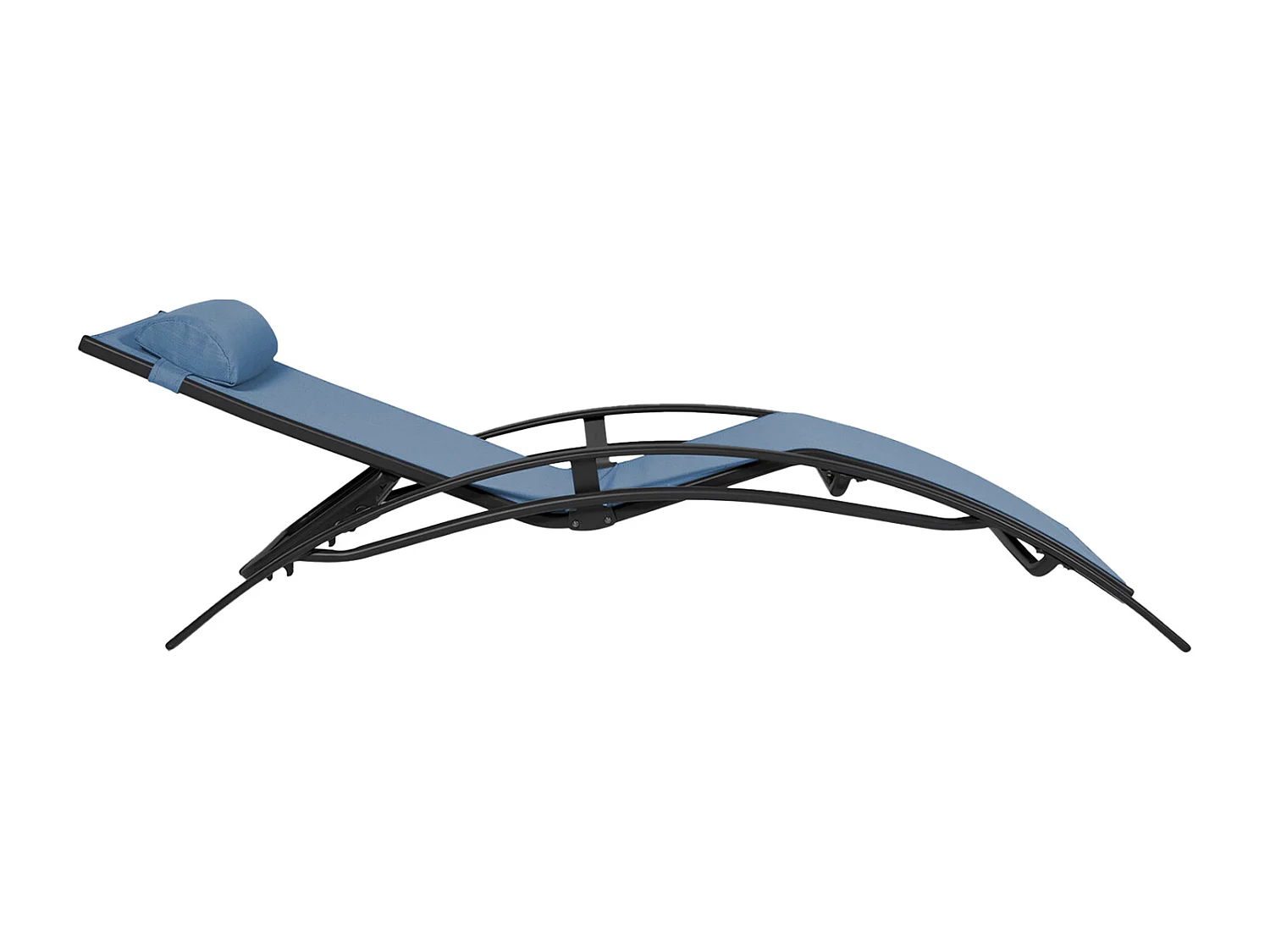 Set van 2 GALAPAGOS ligstoelen in grijs-blauw textilene - antracietgrijs aluminium