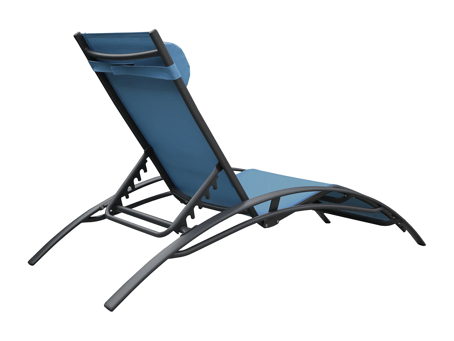 Set van 2 GALAPAGOS ligstoelen in grijs-blauw textilene - antracietgrijs aluminium