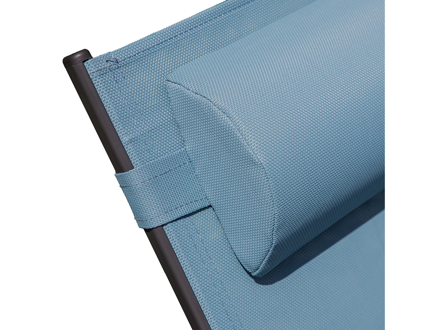 Set van 2 GALAPAGOS ligstoelen in grijs-blauw textilene - antracietgrijs aluminium