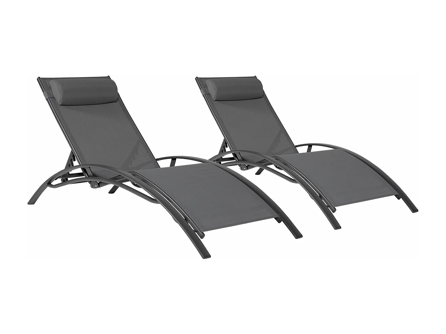 Lote de 2 tumbonas GALAPAGOS en textileno gris aluminio gris antracita