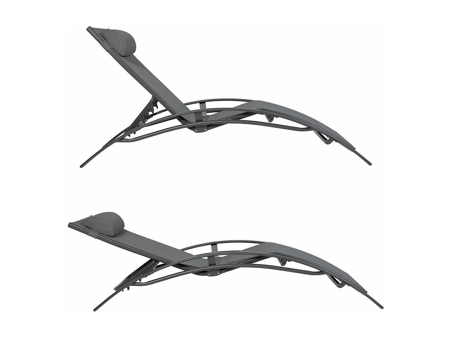 Lote de 2 tumbonas GALAPAGOS en textileno gris aluminio gris antracita