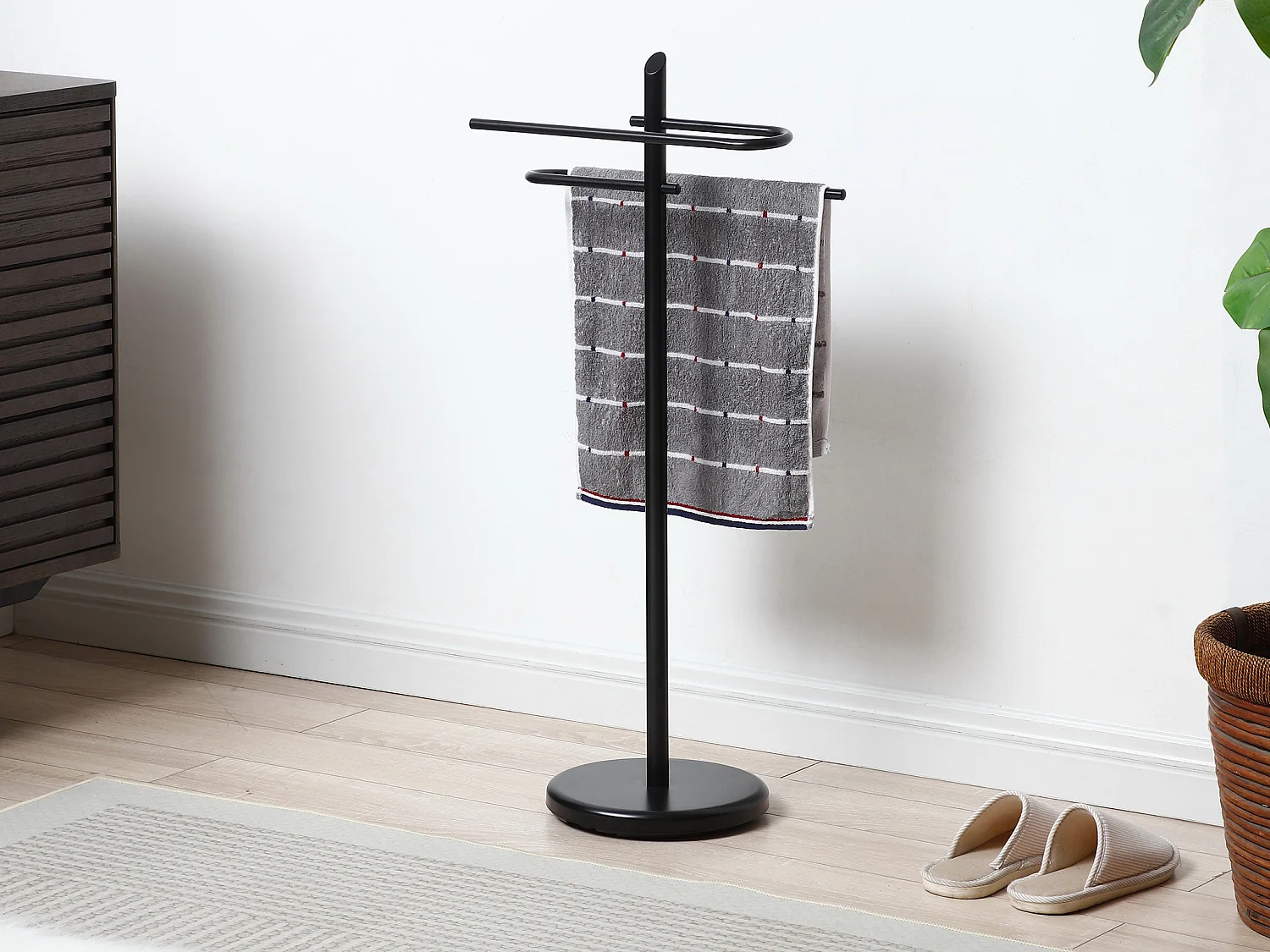 Porte-serviettes en métal noir - 2 portants - BENOSI