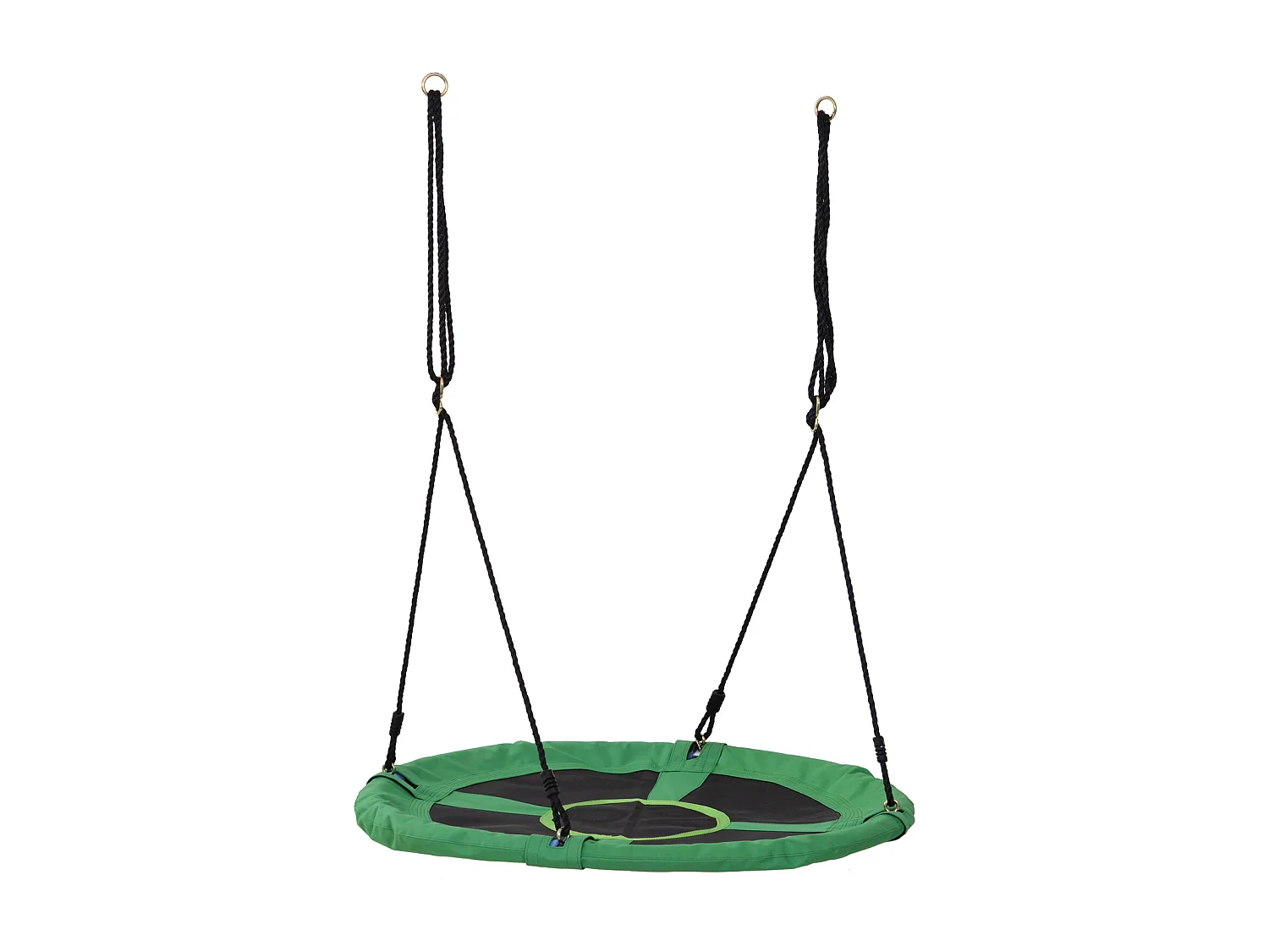 Balançoire nid d'oiseau ronde balançoire panier Ø 100 x 4,5H cm 4 anneaux inclus métal époxy Oxford haute densité 300D vert