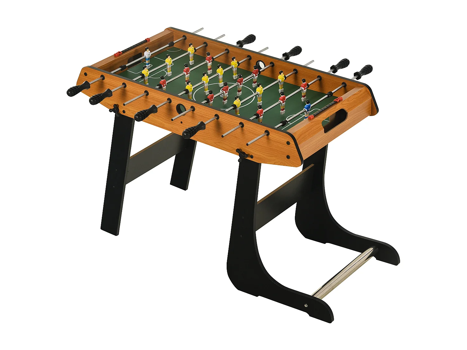 Baby-foot table de Babyfoot pliable dim. 98L x 42l x 62H cm 2 balles fournies MDF imitation bois et noir