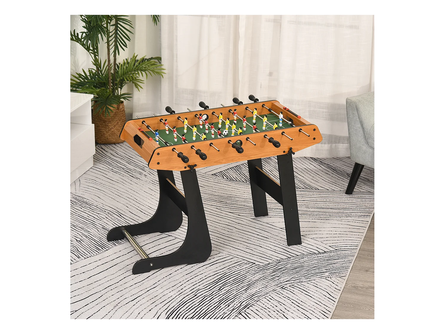Baby-foot table de Babyfoot pliable dim. 98L x 42l x 62H cm 2 balles fournies MDF imitation bois et noir