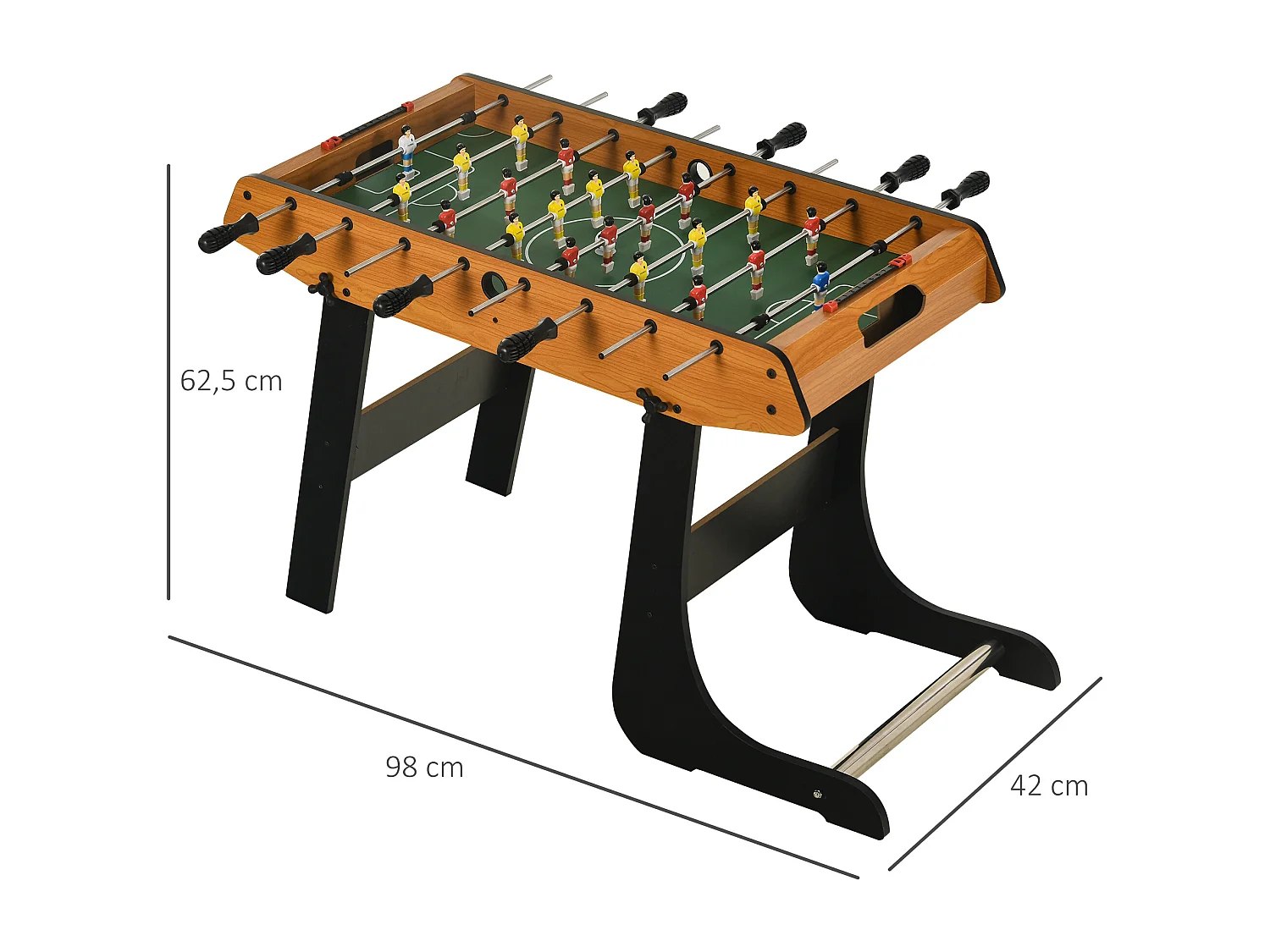Baby-foot table de Babyfoot pliable dim. 98L x 42l x 62H cm 2 balles fournies MDF imitation bois et noir