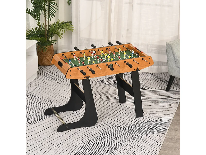 Baby-foot table de Babyfoot pliable dim. 98L x 42l x 62H cm 2 balles fournies MDF imitation bois et noir