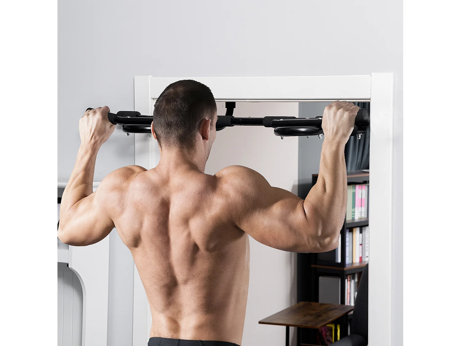 Barre de traction - barre de porte - pull up bar - barre d'étirement musculation pour cadres de porte - acier noir