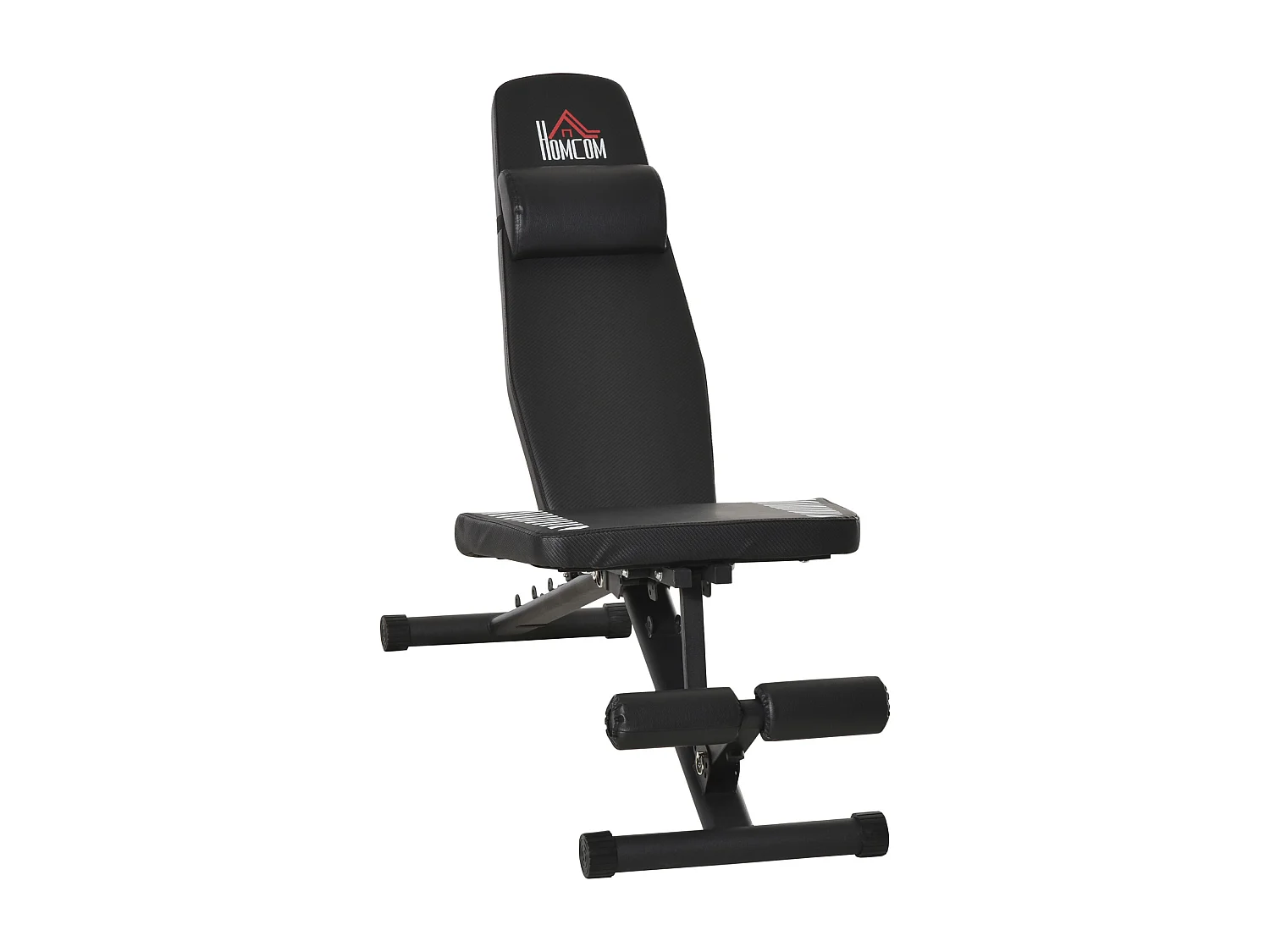 Banc de musculation pliable - dossier réglable 6 niv. assise 3 niv. - rembourrage épais, tétière amovible - acier noir synthétique effet fibre carbone