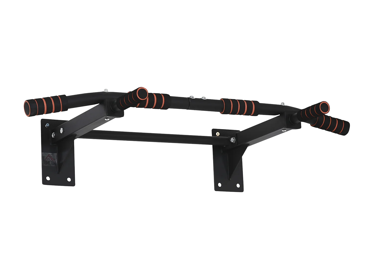 Barre de traction murale - barre de Fitness fixation murale - 3 prises possibles - charge max. 120 Kg acier noir rouge