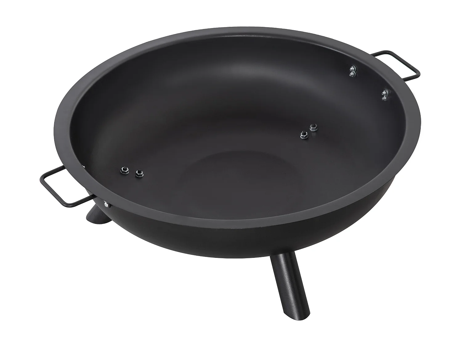 Brasero boule de feu cheminée foyer extérieur dim. 79L x 69l x 25,5H cm 2 poignées tisonnier acier noir