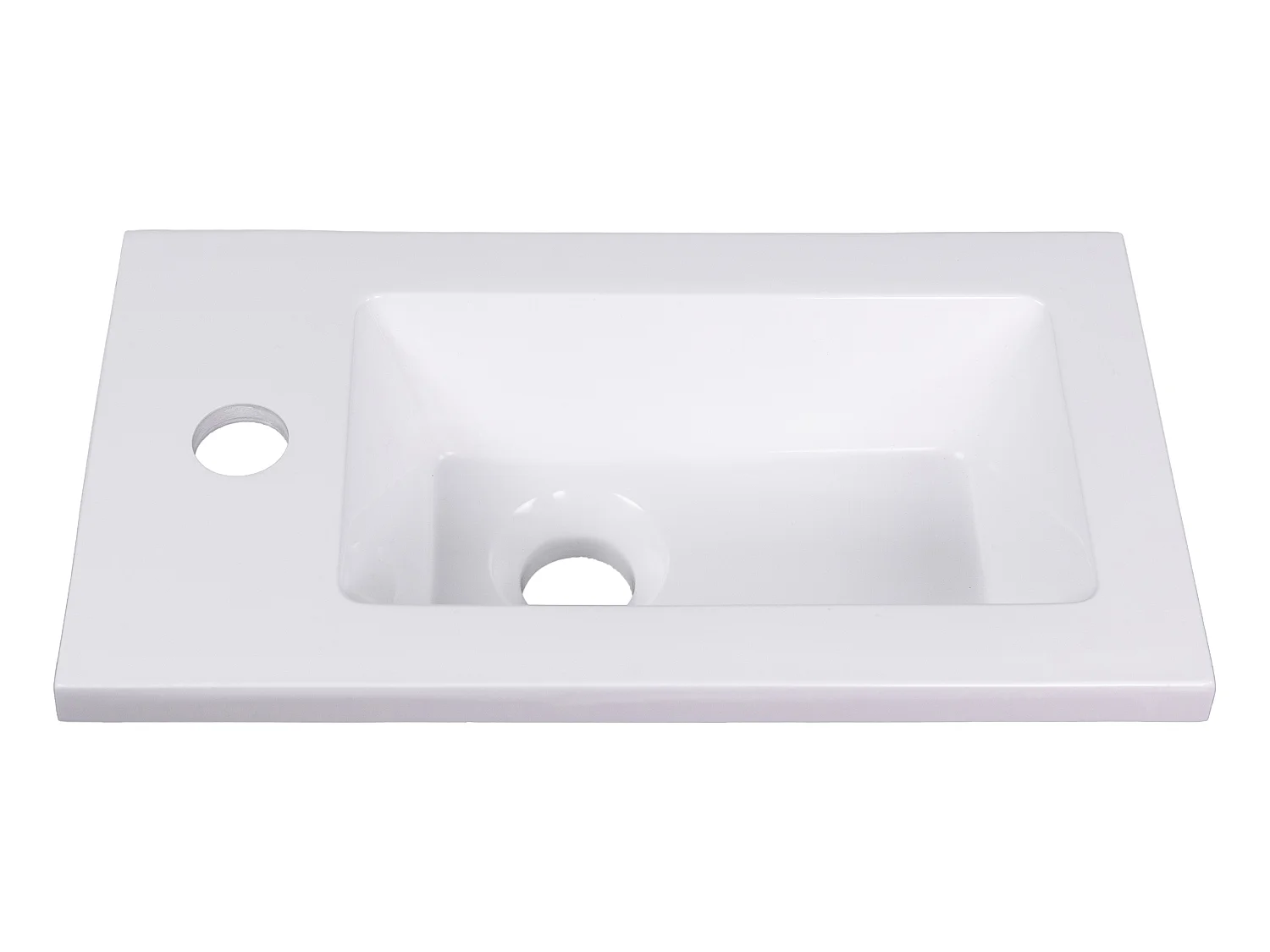 Meuble lave-main suspendu avec niche et vasque blanche - 40 cm - Coloris naturel clair - LOPENA