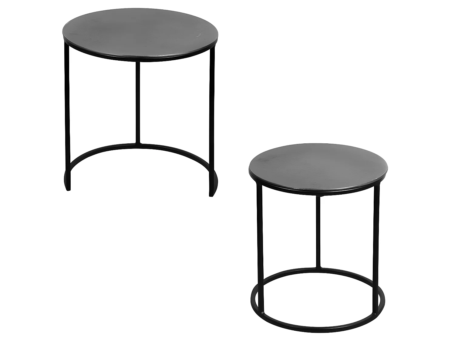 Set de 2 bouts de canapés ronds argent 41 et 39 cm