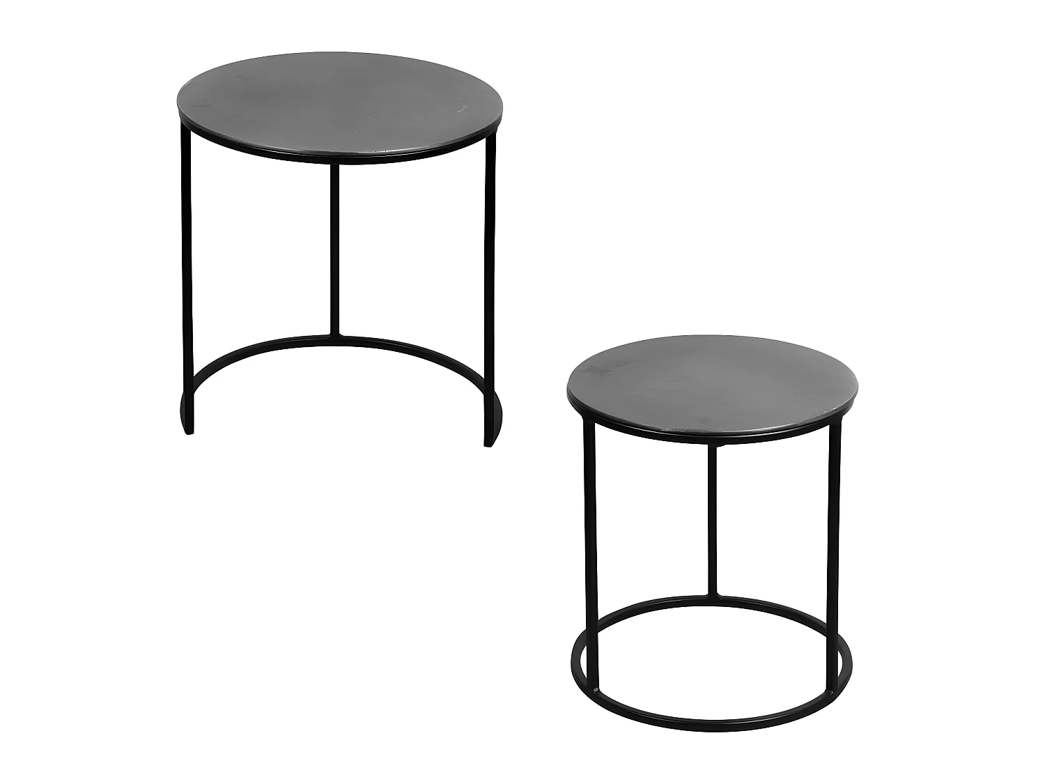 Set de 2 bouts de canapés ronds argent 41 et 39 cm