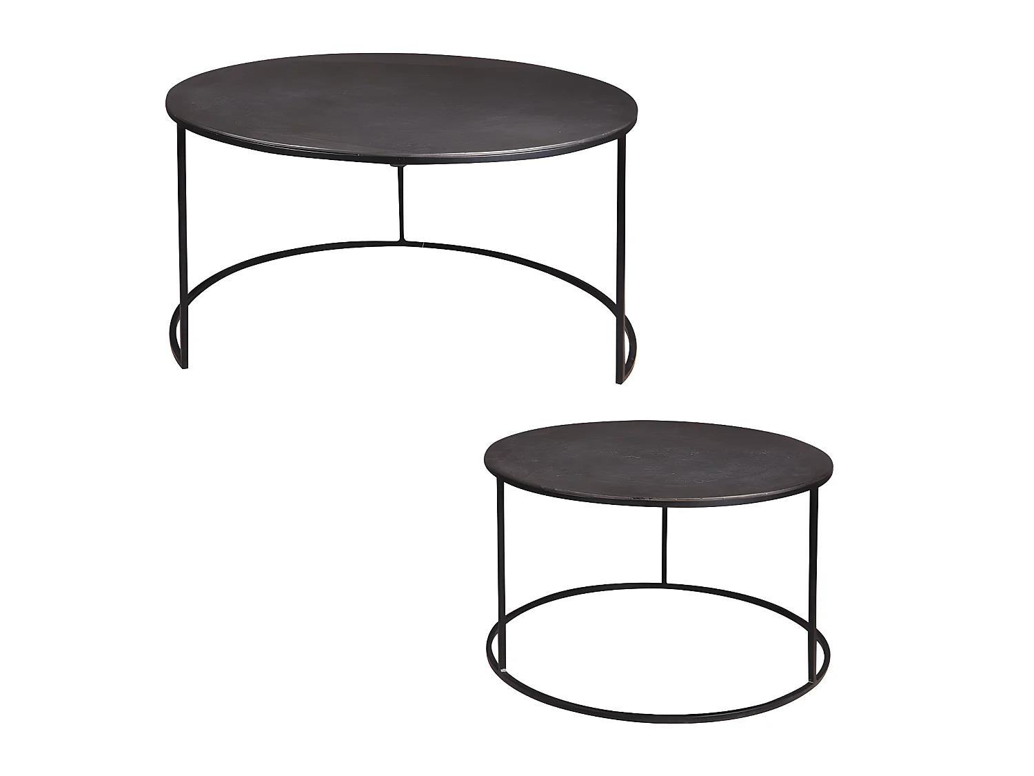 Set de 2 tables en métal noir diamètres 61 et 76 cm