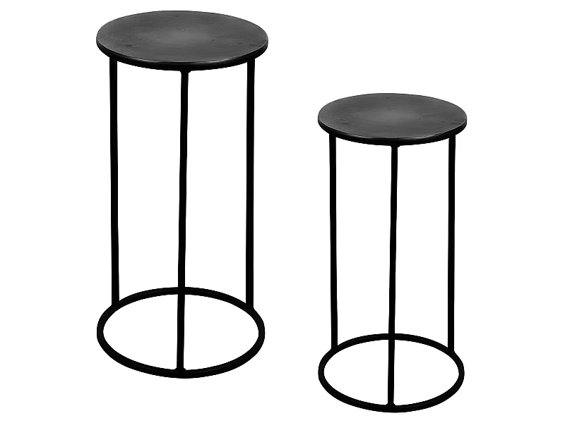 Set de 2 sellettes rondes noires 41 et 33 cm