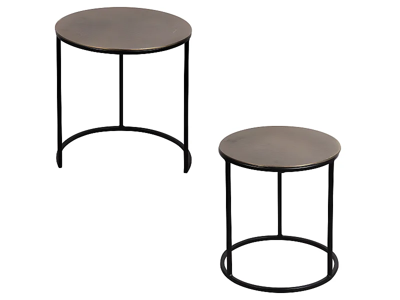 Set de 2 bouts de canapés ronds or 41 et 39 cm