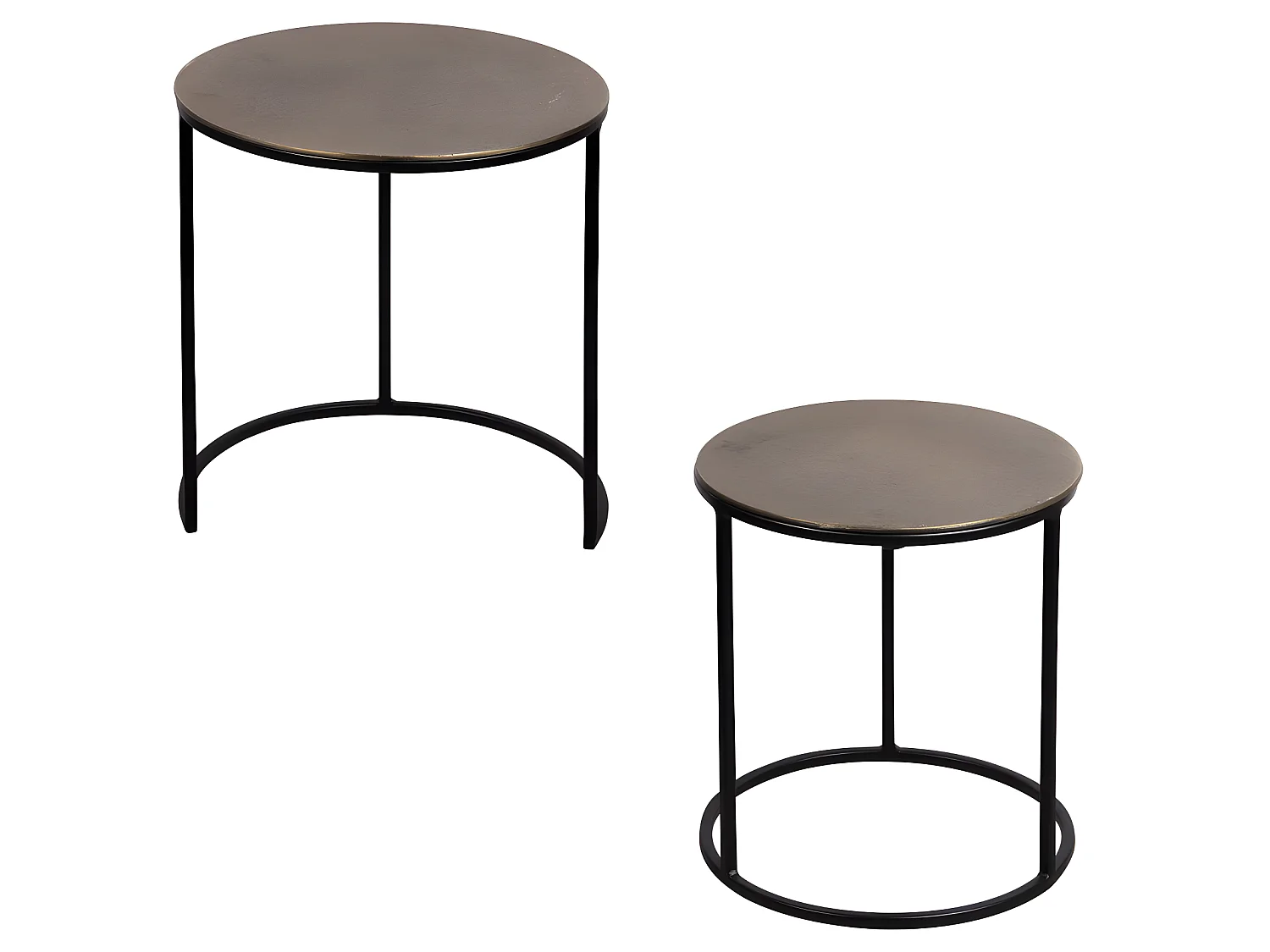 Set de 2 bouts de canapés ronds or 41 et 39 cm