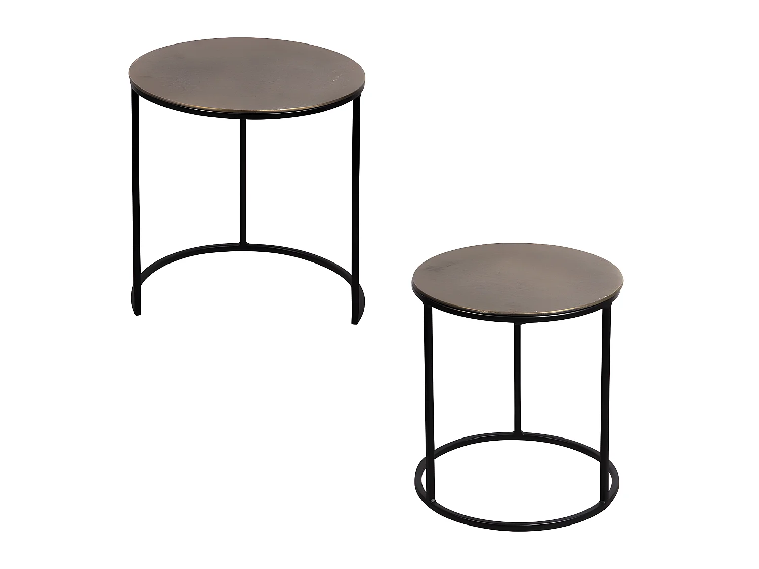 Set de 2 bouts de canapés ronds or 41 et 39 cm