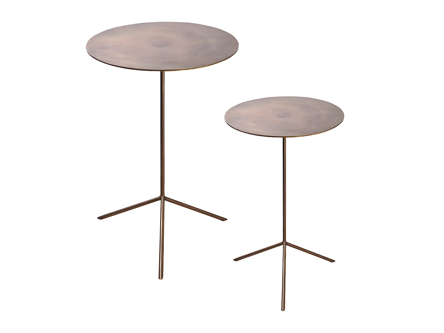 Set de 2 tables  gigognes or hauteurs 58 et 49 cm