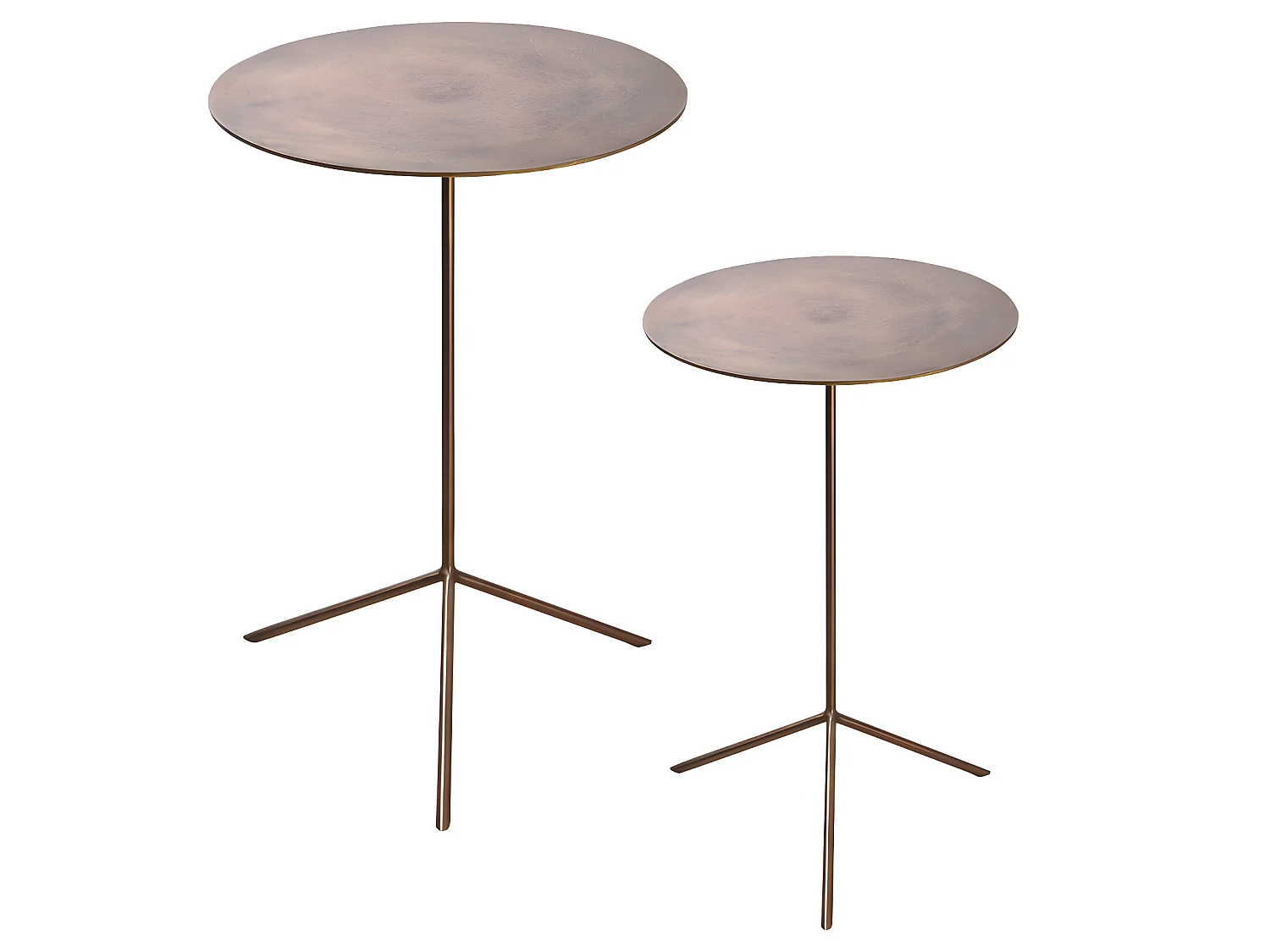 Set de 2 tables  gigognes or hauteurs 58 et 49 cm