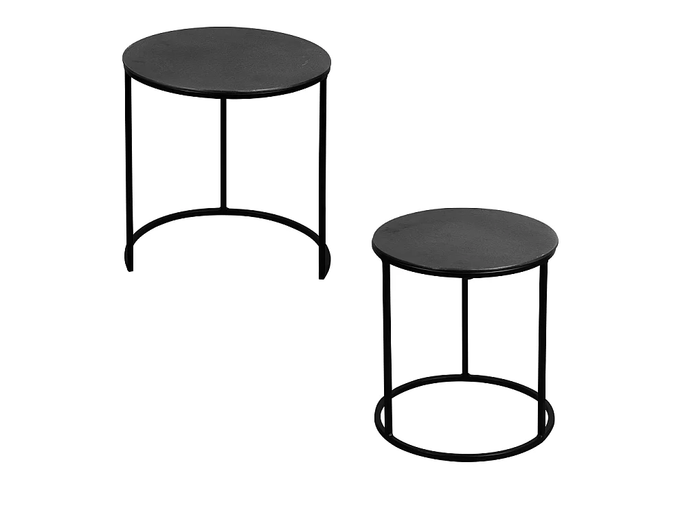 Set de 2 bouts de canapés ronds noirs 41 et 39 cm